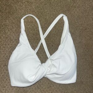 White Twist Front Sports Bra